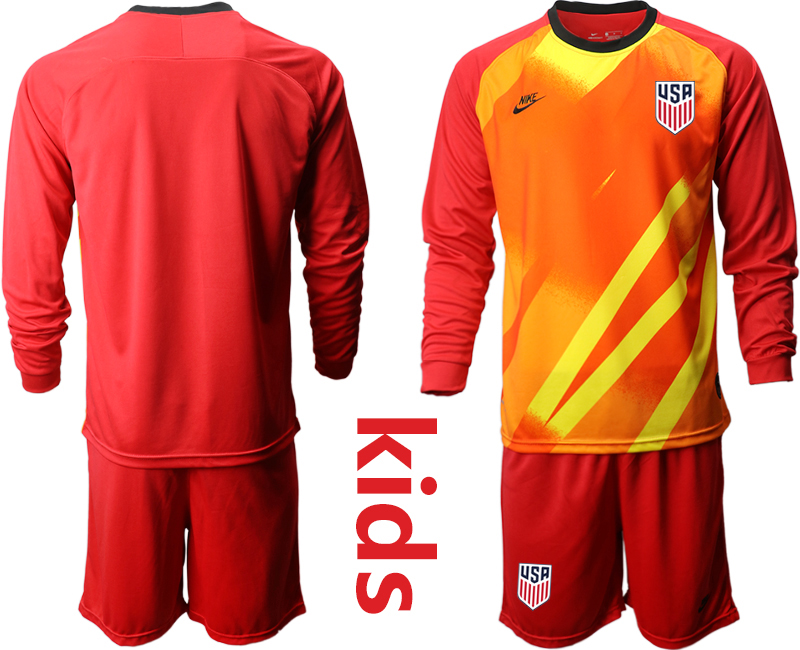 Cheap Youth 2020-2021 Season National team United States goalkeeper Long sleeve red Soccer Jersey1